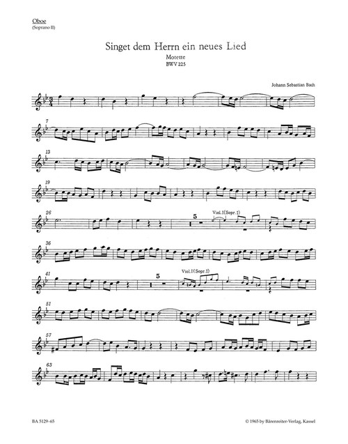 Singet dem Herrn ein neues Lied BWV 225 [Bar:BA5129-65]