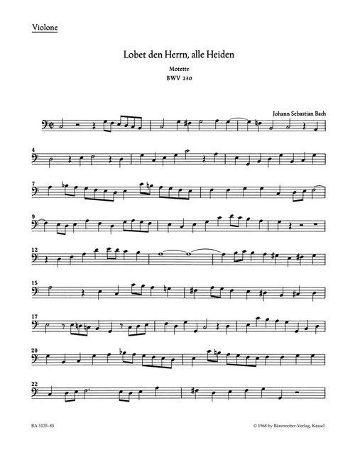 Lobet den Herrn, alle Heiden BWV 230 [Bar:BA5135-85]