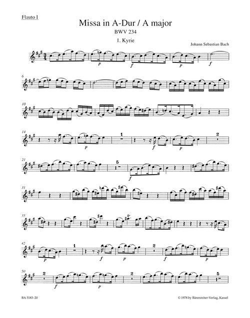 Mass in A major BWV 234 [Bar:BA5183-20]