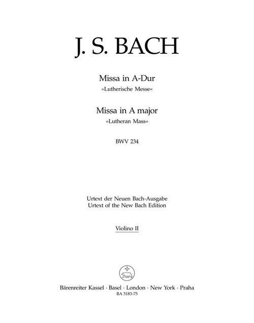Mass in A major BWV 234 [Bar:BA5183-75]