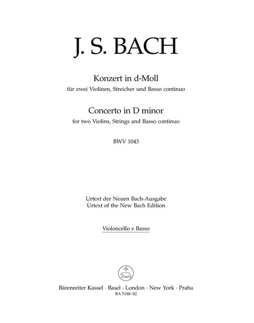 Concerto for two Violins, Strings and Basso continuo in D minor BWV 1043 [Bar:BA5188-82]
