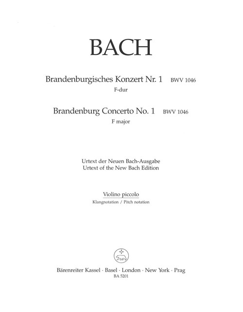 Brandenburg Concerto No. 1 and Original Version "Sinfonia" in F major BWV 1046, BWV 1046a [Bar:BA5201-77]