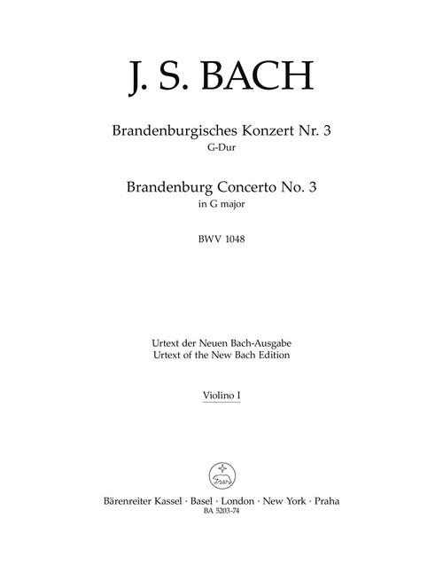 Brandenburg Concerto no. 3 in G major BWV 1048 [Bar:BA5203-74]