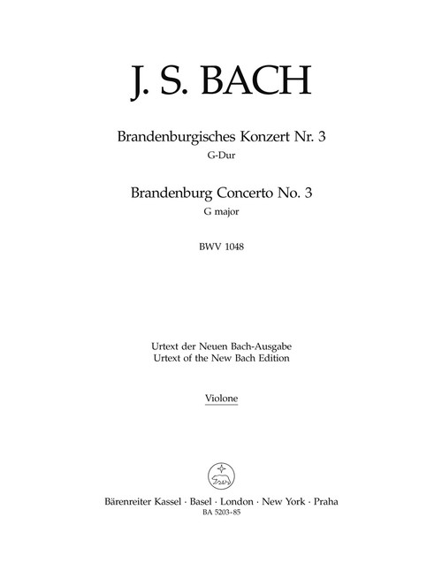 Brandenburg Concerto no. 3 in G major BWV 1048 [Bar:BA5203-85]