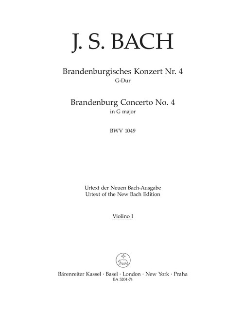 Brandenburg Concerto no. 4 in G major BWV 1049 [Bar:BA5204-74]