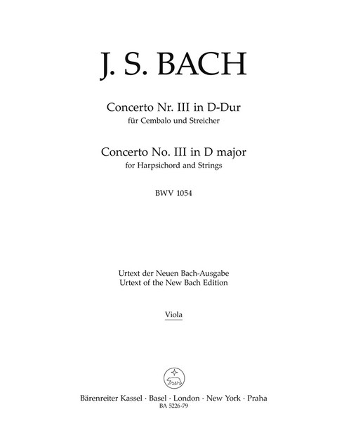Concerto for Harpsichord and Strings no. 3 in D major BWV 1054 [Bar:BA5226-79]