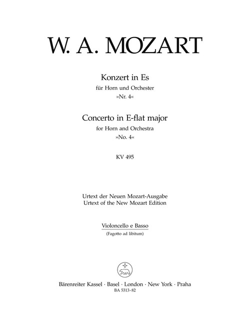 Concerto for Horn and Orchestra no. 4 in E-flat major K. 495 [Bar:BA5313-82]