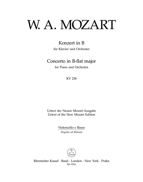 Concerto for Piano and Orchestra no. 6 in B-flat major K. 238 [Bar:BA5316-82]