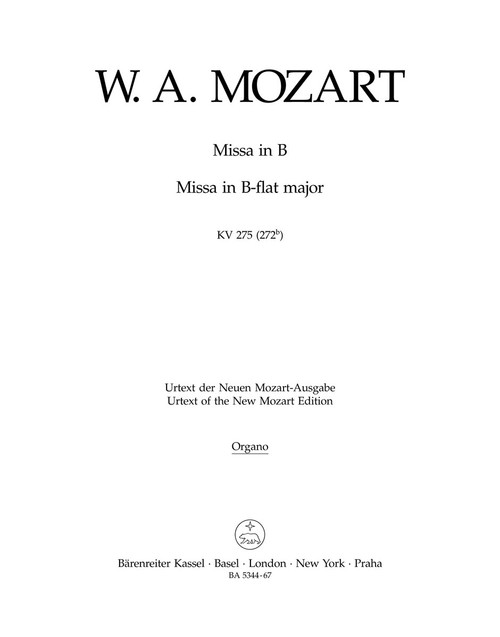Missa brevis in B-flat major K. 275 (272b) [Bar:BA5344-67]