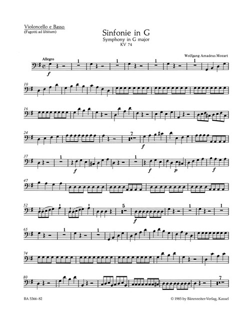 Symphony no. 10 in G major K. 74 [Bar:BA5366-82]
