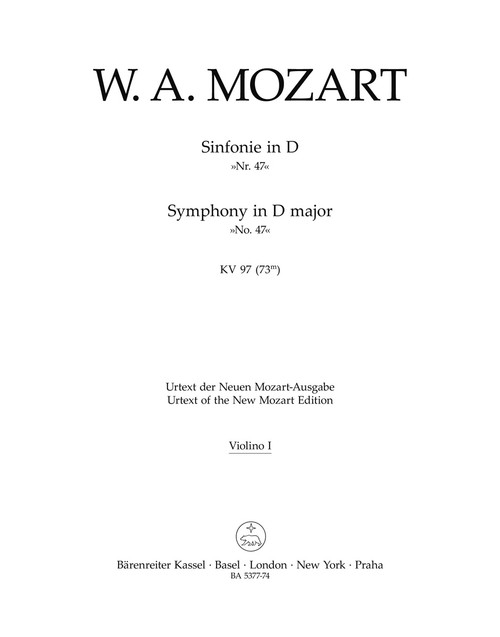 Symphony no. 47 in D major K. 97 (73m) [Bar:BA5377-74]