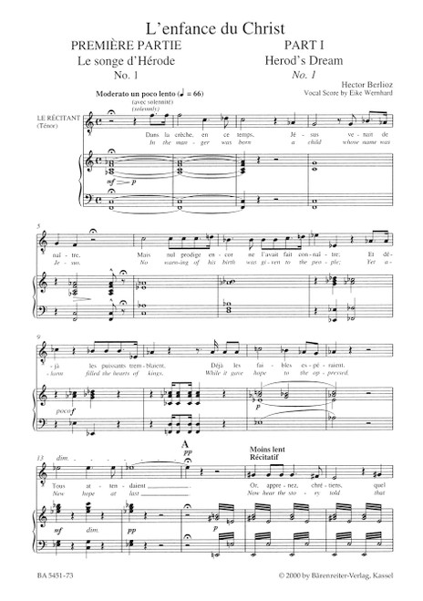 L'enfance du Christ op. 25 Holoman 130 [Bar:BA5451-73]