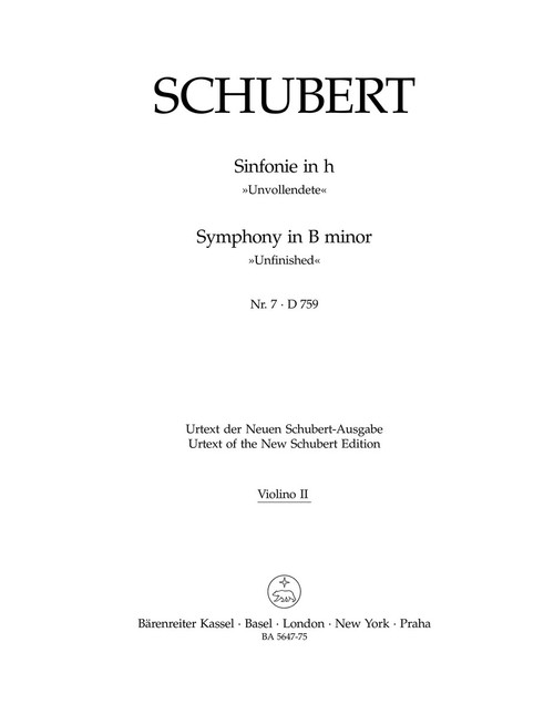 Symphony no. 7 in B minor D 759 "Unfinished" [Bar:BA5647-75]