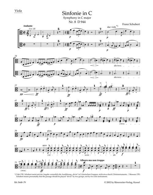 Symphony no. 8 in C major D 944 "The Great" [Bar:BA5648-79]