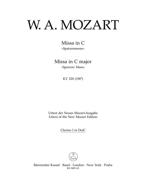 Missa in C major K. 220 (196b) "Sparrow Mass" [Bar:BA5693-65]