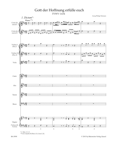 Gott der Hoffnung erfülle euch TVWV 1:634 [Bar:BA5898]