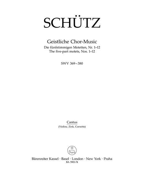 Geistliche Chor-Music SWV 369-380 [Bar:BA5901-74]