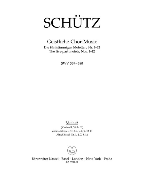 Geistliche Chor-Music SWV 369-380 [Bar:BA5901-81]