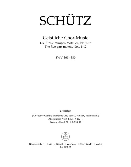 Geistliche Chor-Music SWV 369-380 [Bar:BA5901-82]