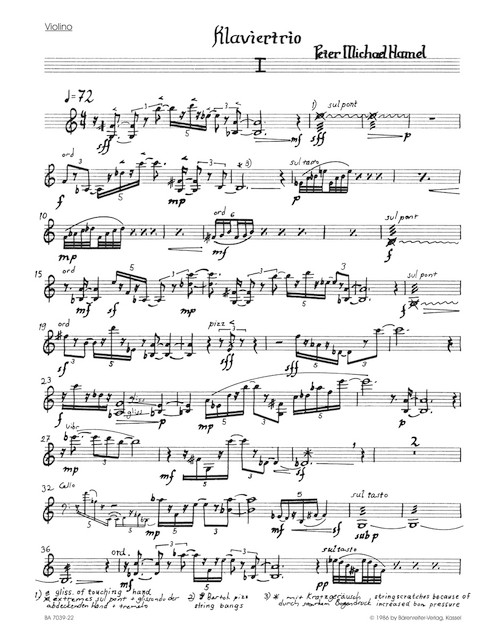 Trio für Violine, Violoncello und Klavier (1985) [Bar:BA7039-22]