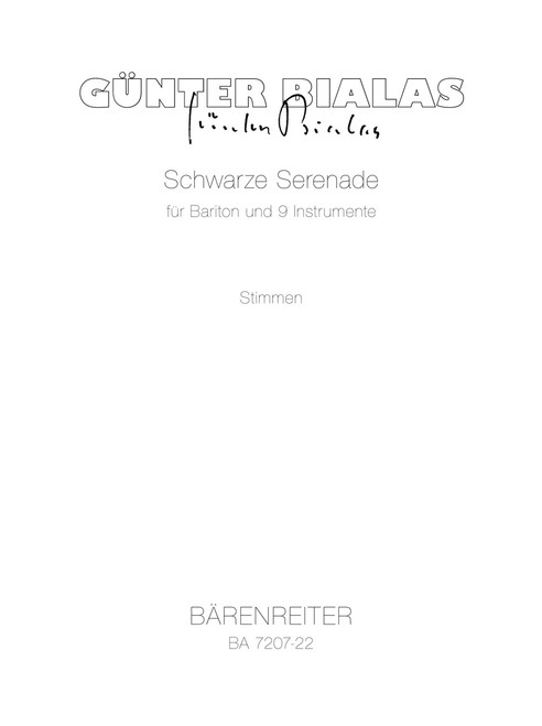 Schwarze Serenade für Bariton und 9 Instrumente (1989) [Bar:BA7207-22]