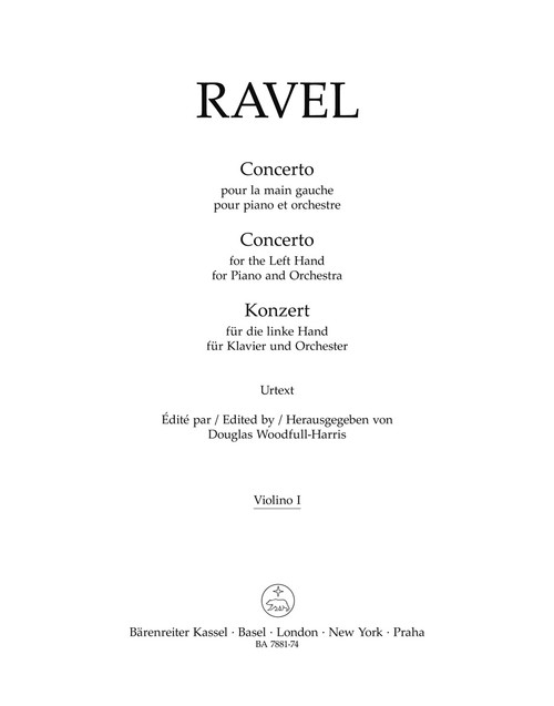 Concerto for the Left Hand for Piano and Orchestra [Bar:BA7881-74]