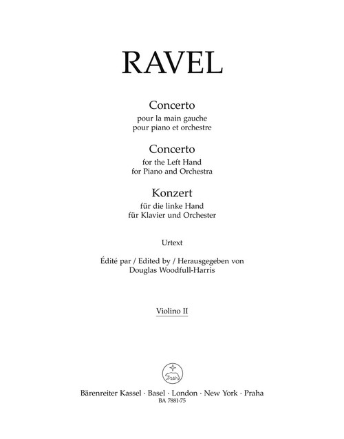 Concerto for the Left Hand for Piano and Orchestra [Bar:BA7881-75]
