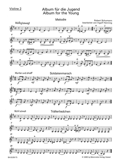 Album für die Jugend. Auswahl für Streichtrio op. 68 [Bar:BA8108-75]