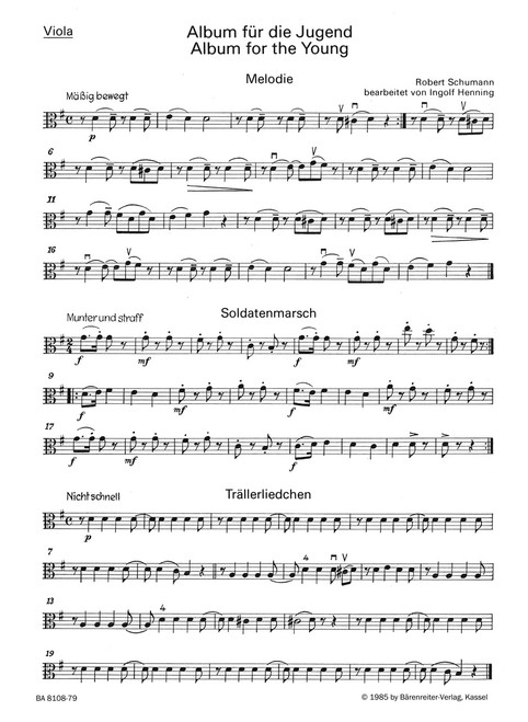 Album für die Jugend. Auswahl für Streichtrio op. 68 [Bar:BA8108-79]