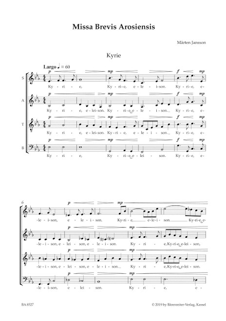 Missa Brevis Arosiensis [Bar:BA8527]