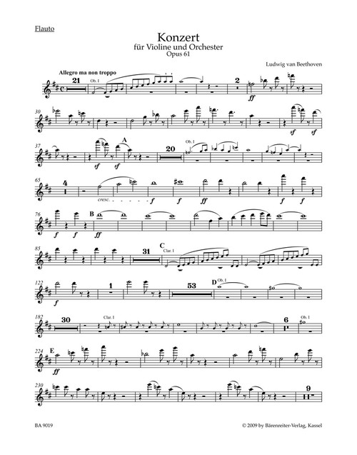 Concerto for Violin and Orchestra in D major op. 61 [Bar:BA9019-65]