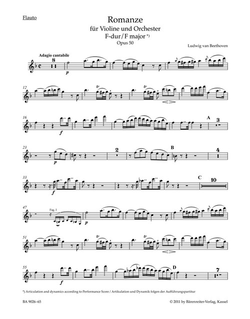 Romances in F major and G major for Violin and Orchestra op. 50, 40 [Bar:BA9026-65]