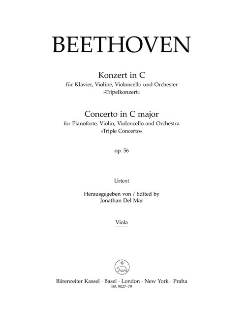 Concerto for Pianoforte, Violin, Violoncello and Orchestra in C major op. 56 "Triple Concerto" [Bar:BA9027-79]