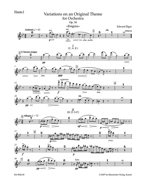 Variations on an Original Theme for Orchestra op. 36 "Enigma" [Bar:BA9042-65]