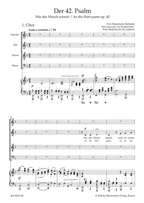 Der 42. Psalm "Wie der Hirsch schreit" (Psalm 42 "As the Hart Pants") op. 42 [Bar:BA9074-90]