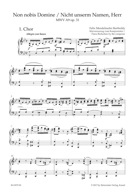 Psalm "Non nobis Domine" / "Nicht unserm Namen, Herr" op. 31 MWV A 9 [Bar:BA9079-90]