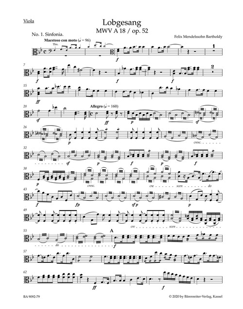 Lobgesang / Hymn of Praise op. 52 MWV A 18 [Bar:BA9092-79]