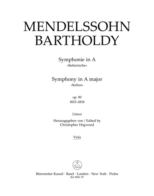 Symphony in A major op. 90 "Italian" (1833-1834) [Bar:BA9094-79]