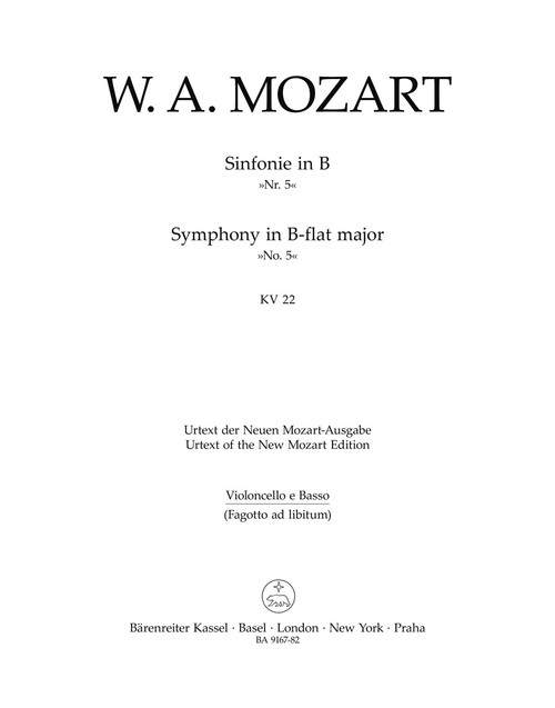 Symphony no. 5 in B-flat major K. 22 [Bar:BA9167-82]