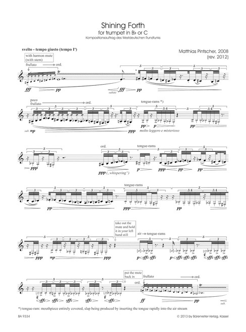 Shining Forth for trumpet in Bb or C (2008, rev. 2012) [Bar:BA9334]