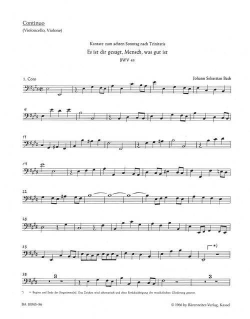 Es ist dir gesagt, Mensch, was gut ist BWV 45 [Bar:BA10045-86]