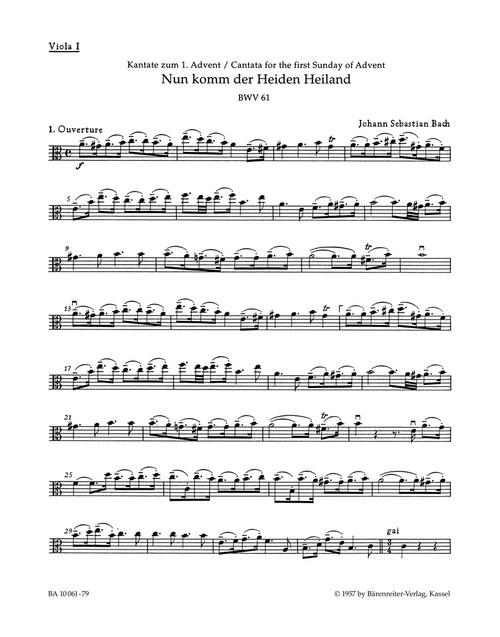 Nun komm, der Heiden Heiland BWV 61 [Bar:BA10061-79]