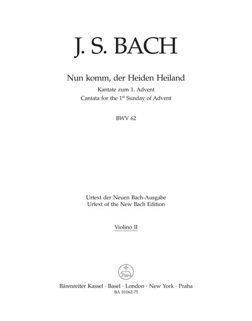 Nun komm, der Heiden Heiland BWV 62 [Bar:BA10062-75]