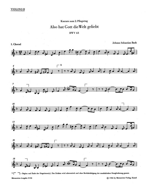 Also hat Gott die Welt geliebt BWV 68 [Bar:BA10068-75]