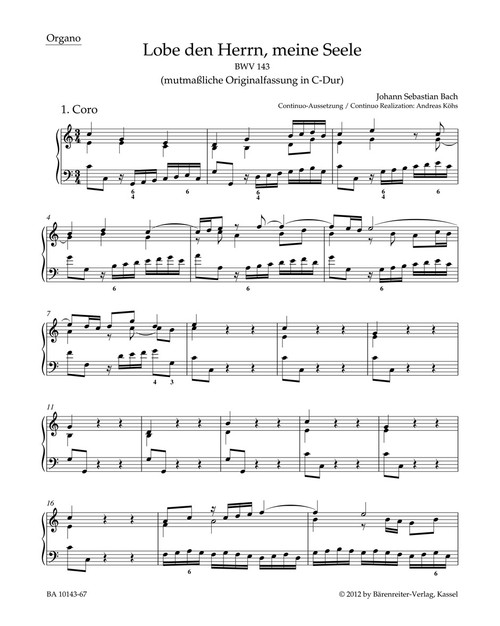 Praise thou the Lord, o my spirit BWV 143 [Bar:BA10143-67]