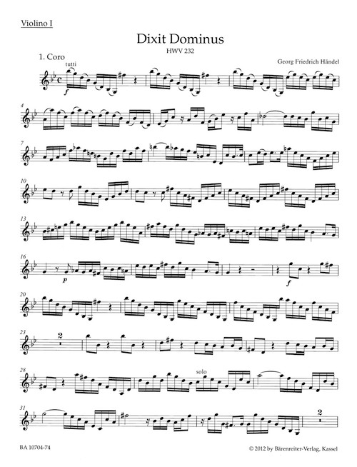 Dixit Dominus HWV 232 [Bar:BA10704-74]