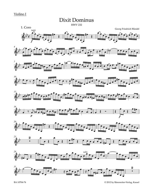 Dixit Dominus HWV 232 [Bar:BA10704-74]