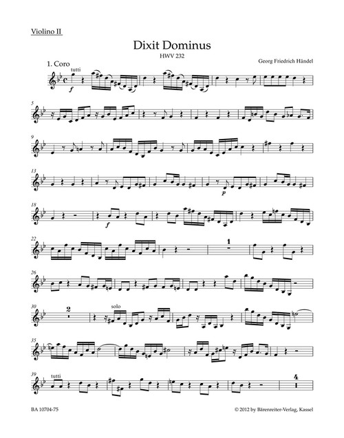 Dixit Dominus HWV 232 [Bar:BA10704-75]