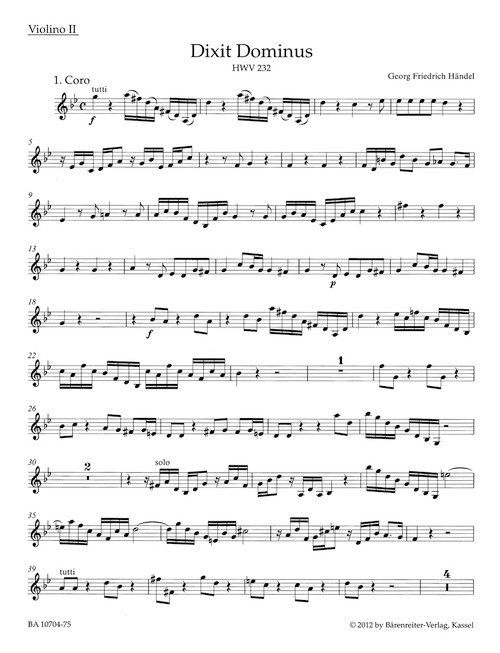 Dixit Dominus HWV 232 [Bar:BA10704-75]