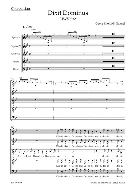 Dixit Dominus HWV 232 [Bar:BA10704-91]